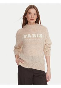 Kontatto Sweter 3M0915C Beżowy Regular Fit. Kolor: beżowy. Materiał: wełna