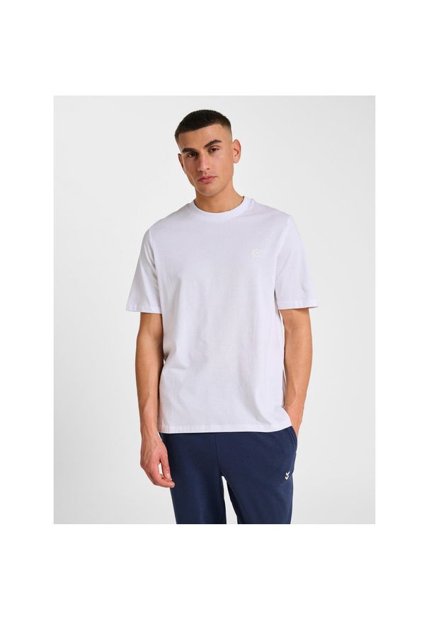 Hummel koszulka męska bawełniana logo haftowane hml Pulse T-shirt. Kolor: biały. Materiał: bawełna. Wzór: haft. Sport: fitness