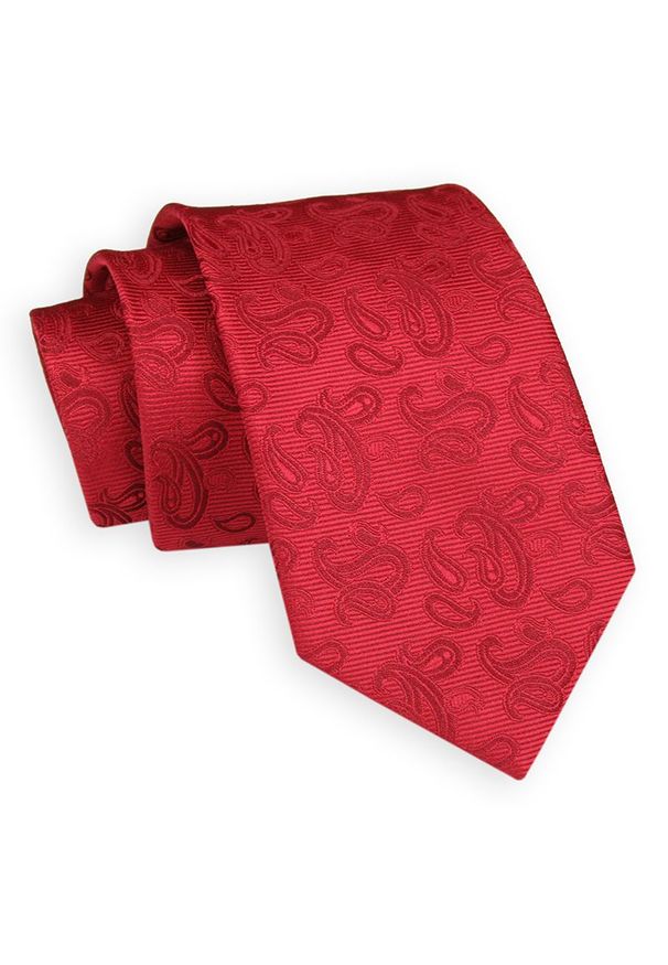 Czerwony Klasyczny Elegancki Krawat -Angelo di Monti- 7 cm, Męski, w Tłoczony Wzór Paisley. Kolor: czerwony. Wzór: paisley. Styl: elegancki, klasyczny