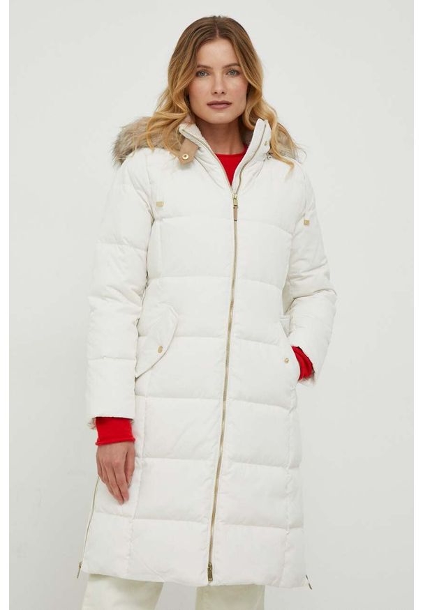Lauren Ralph Lauren kurtka puchowa damska kolor beżowy zimowa. Kolor: beżowy. Materiał: puch. Sezon: zima