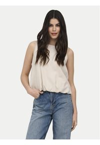 only - ONLY Top Aris 15364287 Beżowy Loose Fit. Kolor: beżowy. Materiał: wiskoza #1