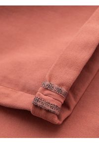 Ombre Clothing - Męskie jeansowe klasyczne szorty z podwiniętą nogawką – koralowe V6 - Rozmiar: L. Kolor: pomarańczowy. Materiał: jeans. Sezon: lato. Styl: klasyczny #3
