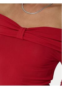 only - ONLY Bluzka Fayola 15339435 Czerwony Slim Fit. Kolor: czerwony. Materiał: wiskoza #2