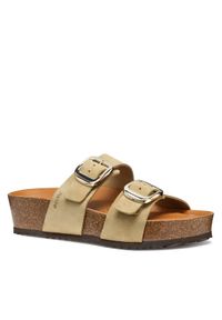 Geox Klapki D Brionia H D551DA 00022 C6738 Beżowy. Kolor: beżowy. Materiał: zamsz, skóra