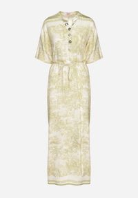 Born2be - Zielona Sukienka Typu Oversize z Wiskozą w Abstrakcyjny Wzór Lunalessa. Okazja: na co dzień. Kolor: zielony. Materiał: wiskoza. Typ sukienki: oversize. Styl: elegancki, klasyczny, casual #3