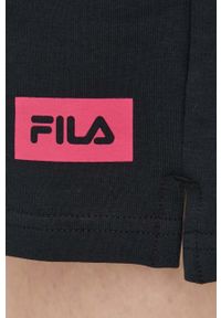 Fila szorty damskie kolor czarny z nadrukiem high waist. Stan: podwyższony. Kolor: czarny. Wzór: nadruk #4