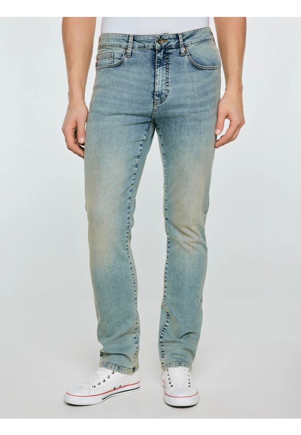 Big-Star - Jeansy męskie dopasowane niebieskie Terry High Waist 185. Okazja: na co dzień. Stan: podwyższony. Kolor: niebieski. Styl: casual, klasyczny