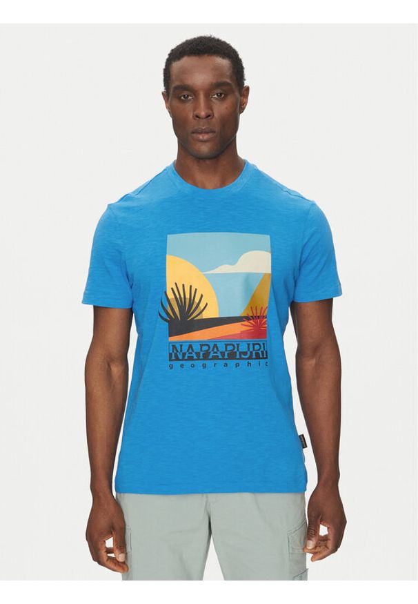 Napapijri T-Shirt S-Arbia NP0A4IE3 Niebieski Regular Fit. Kolor: niebieski. Materiał: bawełna