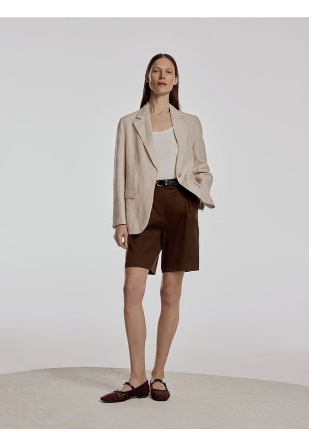 Reserved - Szorty bermudy z lyocellu - brązowy. Kolor: brązowy