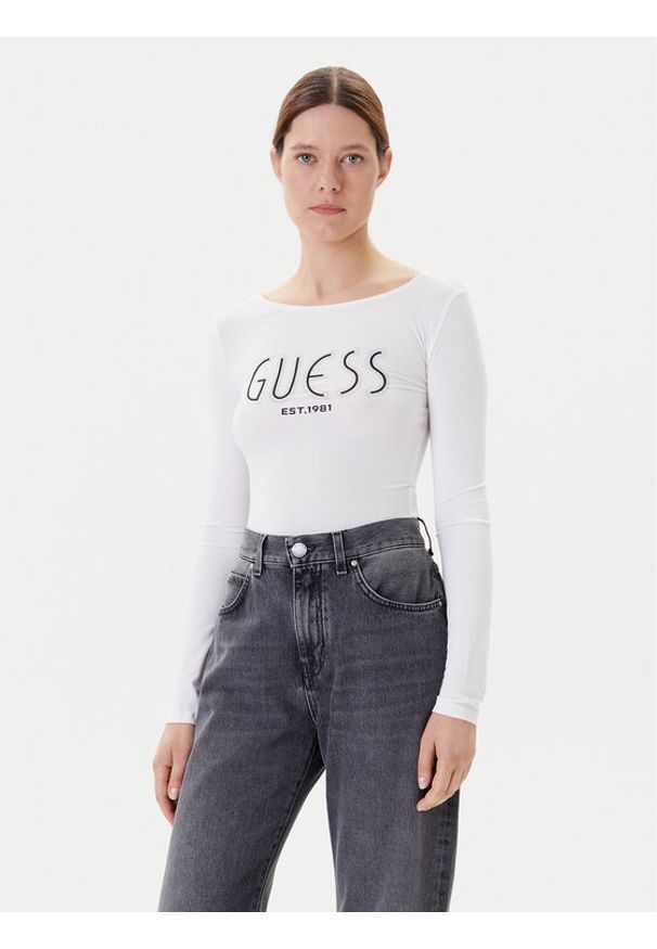 Guess Body W5YP05 K68D2 Biały Slim Fit. Kolor: biały. Materiał: wiskoza
