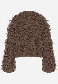 Born2be - Jasnobrązowy Wiązany Kardigan z Dodatkiem Wełny i Wiskozy Zdobiony Frędzlami Tiravea. Okazja: na co dzień. Typ kołnierza: dekolt w serek. Kolor: brązowy. Materiał: wełna, wiskoza. Długość rękawa: długi rękaw. Długość: długie. Wzór: aplikacja. Styl: casual, elegancki #2