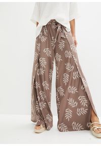 bonprix - Spodnie palazzo. Kolor: brązowy. Materiał: jersey. Długość: długie #1