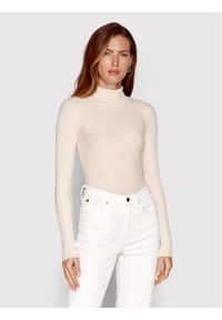 Pieces Golf Crista 17115049 Beżowy Slim Fit. Typ kołnierza: golf. Kolor: beżowy. Materiał: wiskoza #1