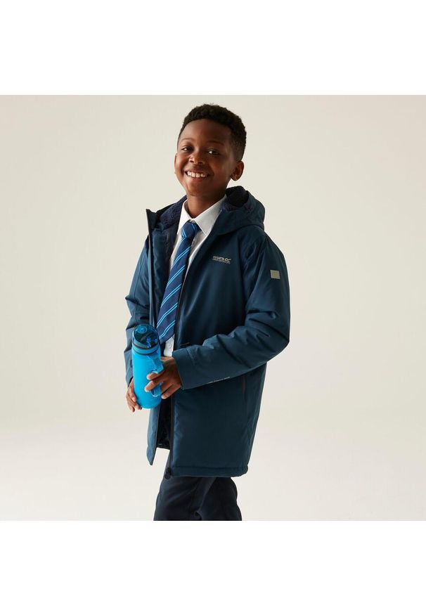 Regatta - Kurtka dziecięca przejściowa ocieplana Farbank II. Kolor: niebieski, szary, wielokolorowy. Materiał: tkanina, puch. Styl: sportowy