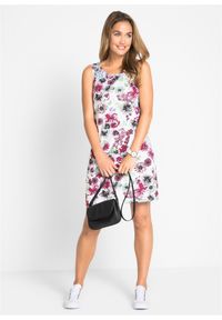 bonprix - Sukienka z dżerseju (2 szt.). Kolor: biały. Materiał: jersey. Wzór: gładki, kwiaty
