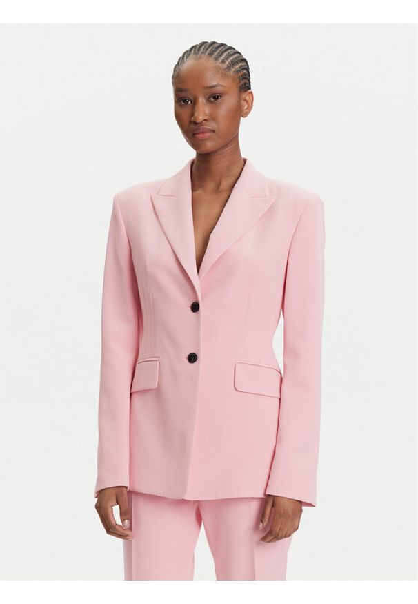 Hugo - HUGO Marynarka Asmalla-1 50533901 Różowy Slim Fit. Kolor: różowy. Materiał: syntetyk