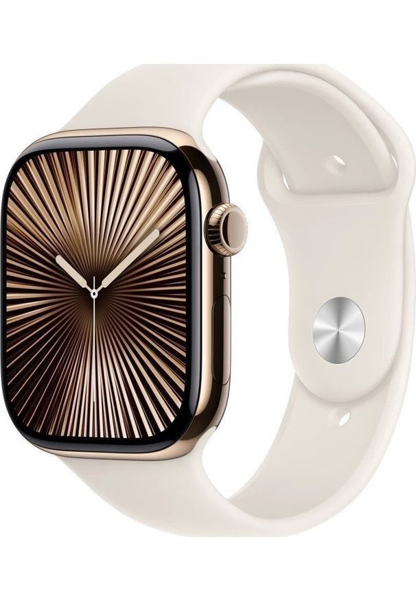 APPLE - Smartwatch Apple Watch 10 GPS + Cellular 46mm Gold Titanium S/M Biały (MWYX3QF/A). Rodzaj zegarka: smartwatch. Kolor: biały