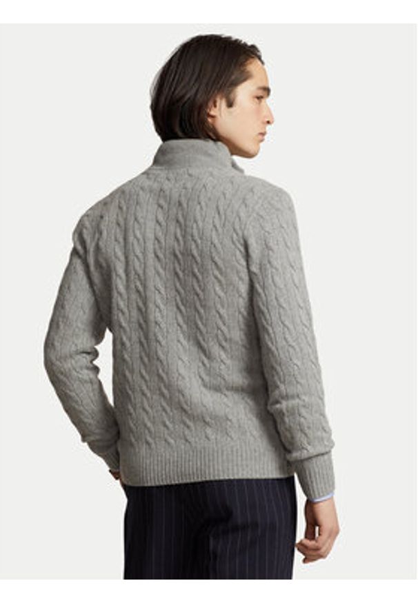Polo Ralph Lauren Sweter 710876766008 Szary Regular Fit. Typ kołnierza: polo. Kolor: szary. Materiał: wełna