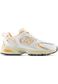 Buty unisex New Balance MR530EB – białe. Okazja: na co dzień. Kolor: biały. Materiał: syntetyk, skóra, materiał. Szerokość cholewki: normalna. Sezon: lato