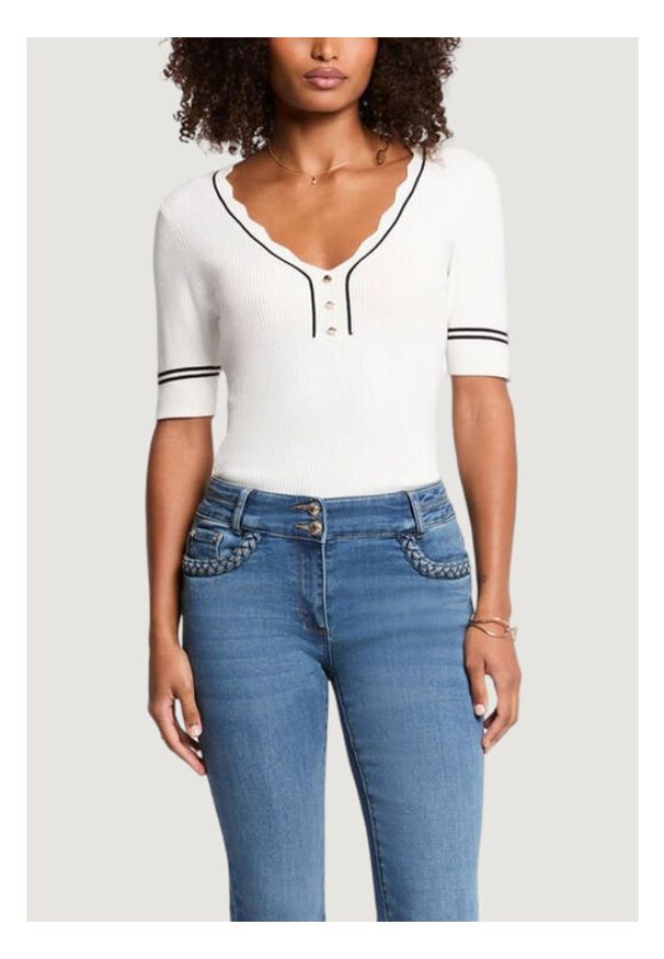 Morgan Bluzka 261-MIREN Biały Slim Fit. Kolor: biały. Materiał: wiskoza