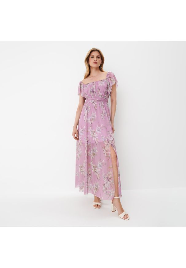 Mohito - Liliowa sukienka maxi w kwiaty - Fioletowy. Kolor: fioletowy. Wzór: kwiaty. Długość: maxi