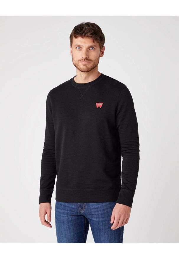 Wrangler - WRANGLER SIGN OFF CREW MĘSKA BLUZA WKŁADANE PRZEZ GŁOWĘ LOGO BLACK W6589HA01 112130614