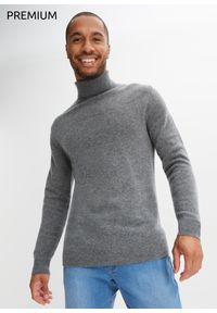 bonprix - Sweter wełniany z golfem, z domieszką materiału Good Cashmere Standard®. Typ kołnierza: golf. Kolor: szary. Materiał: materiał, wełna. Styl: klasyczny #1