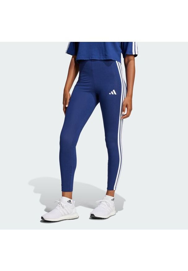 Adidas - adidas Legginsy Essentials 3-Stripes JE0067 Granatowy Slim Fit. Kolor: niebieski. Materiał: bawełna