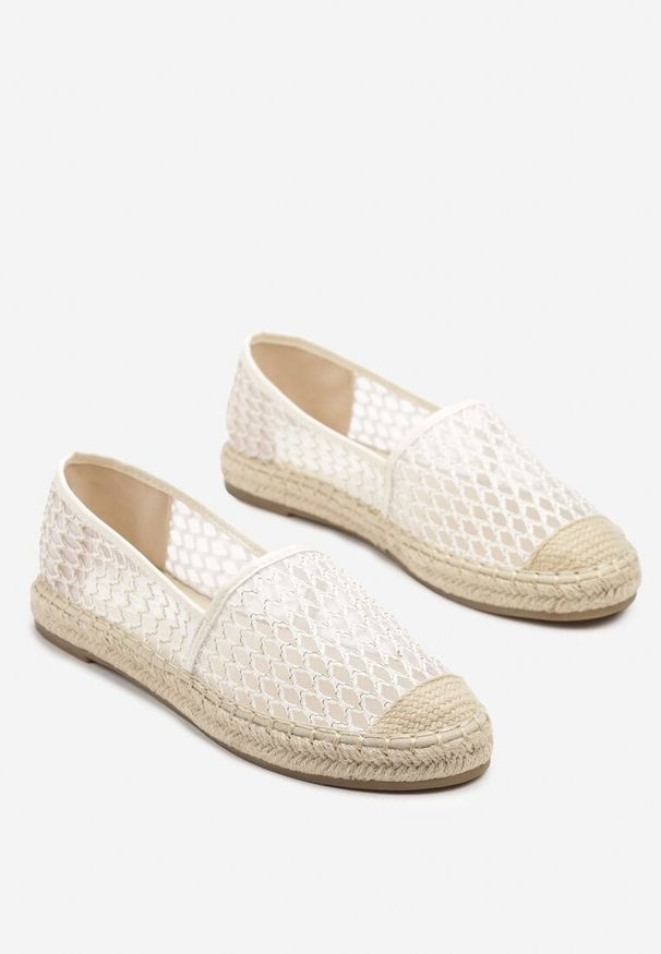 Born2be - Beżowe Espadryle z Siateczki na Plecionej Podeszwie Setolena. Okazja: na co dzień. Kolor: beżowy. Wzór: aplikacja. Sezon: lato, wiosna. Styl: boho, klasyczny, elegancki, casual