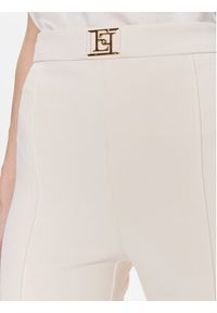 Elisabetta Franchi Spodnie materiałowe PA-T15-41E2 Écru Regular Fit. Materiał: syntetyk, materiał #4