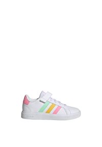 Adidas - Buty Grand Court Elastic Lace and Top Strap. Kolor: wielokolorowy, zielony, biały, różowy. Materiał: materiał