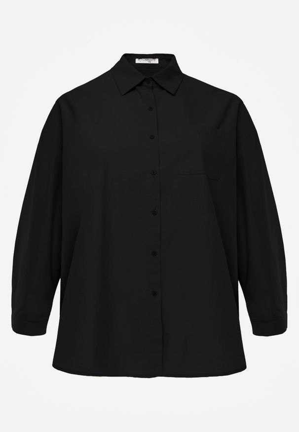 Born2be - Czarna Bawełniana Koszula o Kroju Oversize Nororena. Okazja: na co dzień. Kolor: czarny. Materiał: bawełna. Styl: casual, elegancki