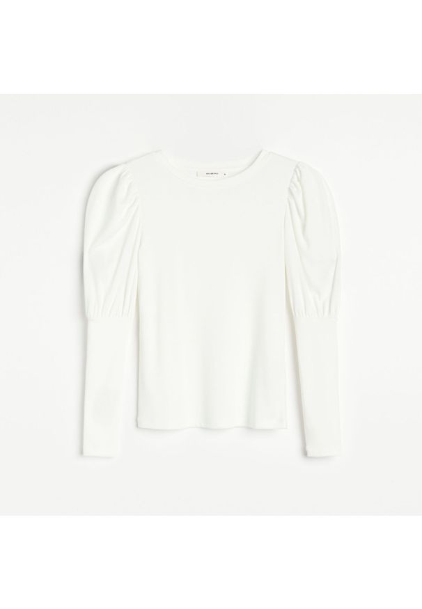 Reserved - Bluzka z bufiastymi rękawami - Biały. Kolor: biały