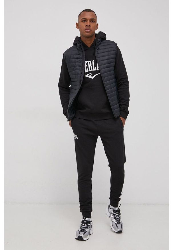 EVERLAST - Everlast Bluza męska kolor czarny z kapturem z nadrukiem. Okazja: na co dzień. Typ kołnierza: kaptur. Kolor: czarny. Materiał: dzianina. Wzór: nadruk. Styl: casual