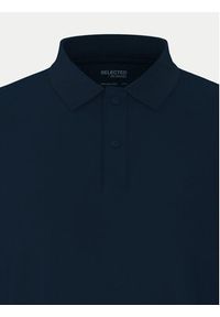 Selected Homme Polo 16095851 Granatowy Slim Fit. Typ kołnierza: polo. Kolor: niebieski. Materiał: bawełna #3