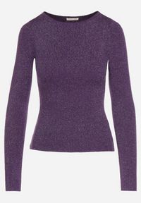 Born2be - Fioletowy Sweter z Wiskozą i Metaliczną Nitką Lillanova. Okazja: na co dzień. Kolor: fioletowy. Materiał: wiskoza. Długość rękawa: długi rękaw. Długość: długie. Styl: casual #6