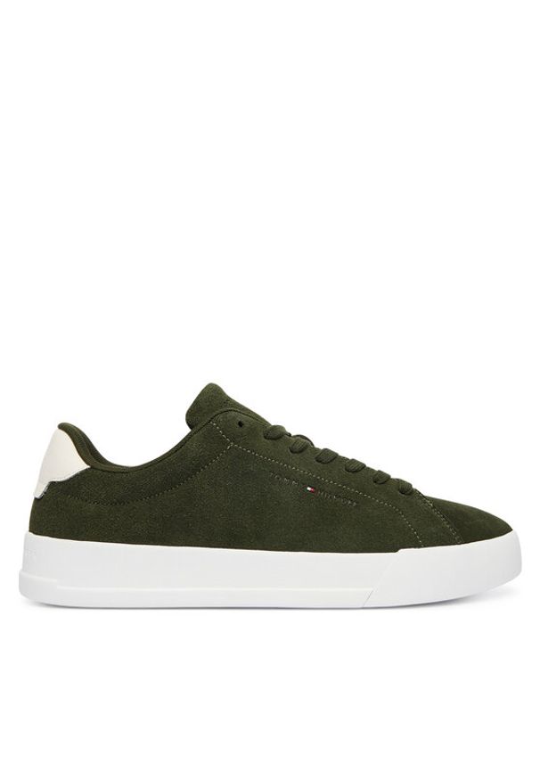 TOMMY HILFIGER - Tommy Hilfiger Sneakersy Th Court Core Suede FM0FM05716 Zielony. Kolor: zielony. Materiał: skóra, zamsz