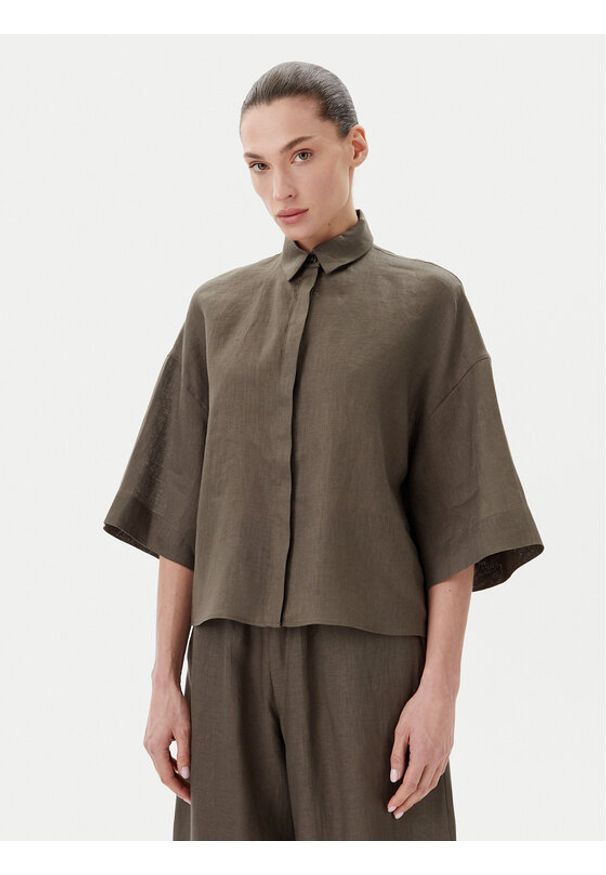Max Mara Leisure Koszula Mirano 2516111028 Zielony Relaxed Fit. Kolor: zielony. Materiał: len