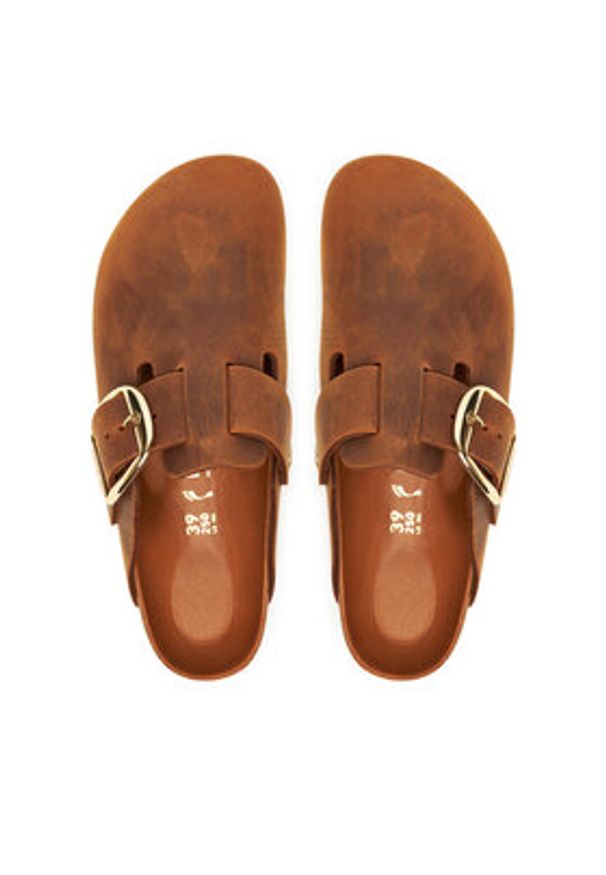 Birkenstock Klapki Boston Big Buckle Hex 1030446 Brązowy. Kolor: brązowy. Materiał: skóra