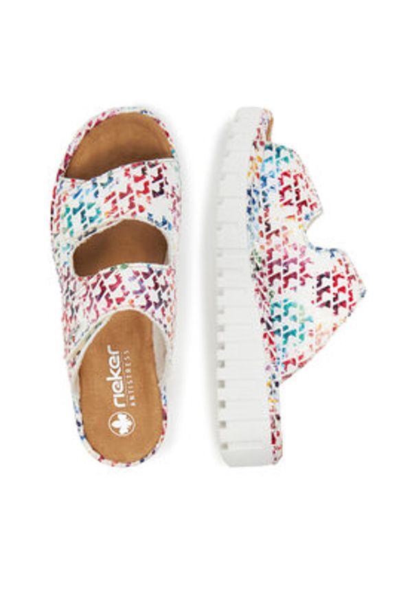 Rieker Klapki V1392-90 Biały. Kolor: biały. Materiał: materiał, syntetyk