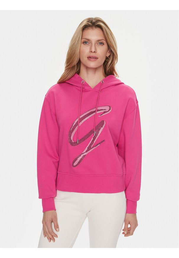 Guess Bluza W3BQ10 KBKM0 Różowy Regular Fit. Kolor: różowy. Materiał: bawełna