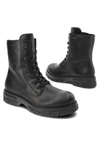 Czarne Botki Rieker Wygodne Ocieplane Workery Damskie. Okazja: na spacer, na co dzień. Zapięcie: sznurówki. Kolor: czarny. Materiał: skóra. Styl: klasyczny, casual, elegancki #3