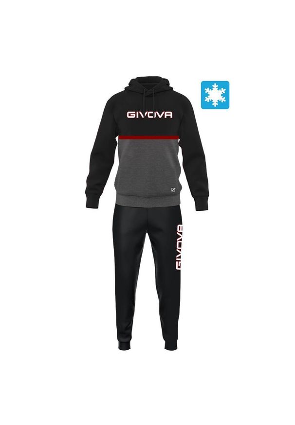 Givova Tuta Italia 106 dres męski bicolor z kapturem, S. Kolor: czarny, szary, wielokolorowy. Materiał: dresówka