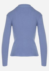 Born2be - Niebieski Sweter z Golfem z Ozdobnym Wycięciem Essine. Typ kołnierza: golf. Kolor: niebieski. Materiał: materiał. Sezon: zima #4
