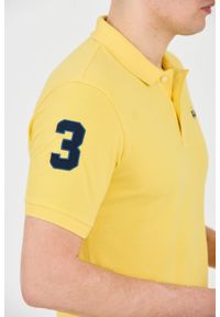 La Martina - LA MARTINA Żółte męskie polo z małym logo, Rozmiar XL. Typ kołnierza: polo. Kolor: żółty #9