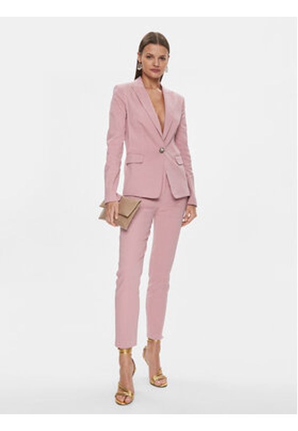Pinko Spodnie materiałowe Bello 100155 A0IM Różowy Slim Fit. Kolor: różowy. Materiał: len, wiskoza