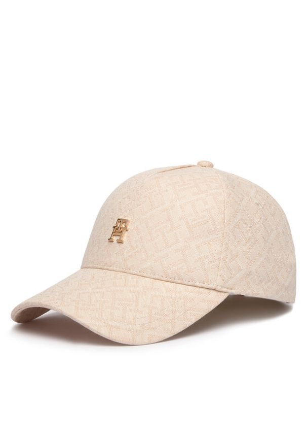 TOMMY HILFIGER - Tommy Hilfiger Czapka z daszkiem Monogram Jacq Cap AW0AW18331 Beżowy. Kolor: beżowy. Materiał: bawełna