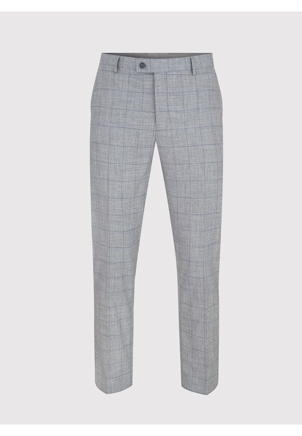 Pako Lorente - PAKO LORENTE – Szare garniturowe spodnie męskie w kratę. Okazja: na spotkanie biznesowe. Kolor: szary. Materiał: wiskoza, poliester, elastan. Styl: elegancki, biznesowy