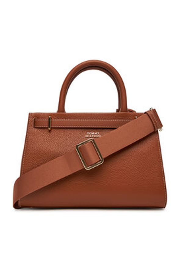 TOMMY HILFIGER - Tommy Hilfiger Torebka American Icon Mini Tote Leather AW0AW17188 Brązowy. Kolor: brązowy. Materiał: skórzane
