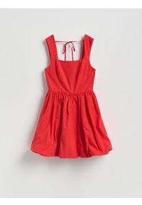 Reserved - Bawełniana sukienka mini - czerwony. Kolor: czerwony. Materiał: bawełna. Długość: mini #1